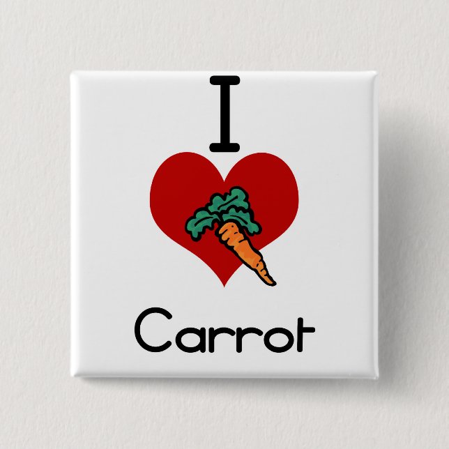 I love-heart carrot 15 cm square badge (Front)