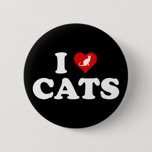 I Love (Heart) Cats 6 Cm Round Badge