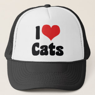 I Love Heart Cats - Cat Lover Trucker Hat