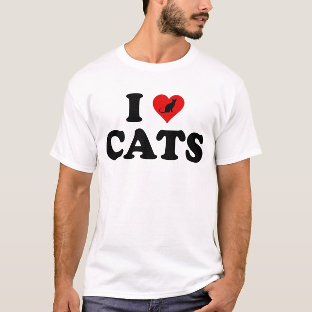 I Love (Heart) Cats T-Shirt (Front)