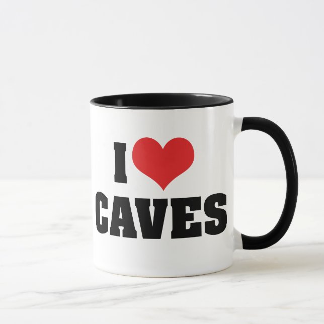 I Love Heart Caves - Cave Exploration Spelunking Mug (Right)