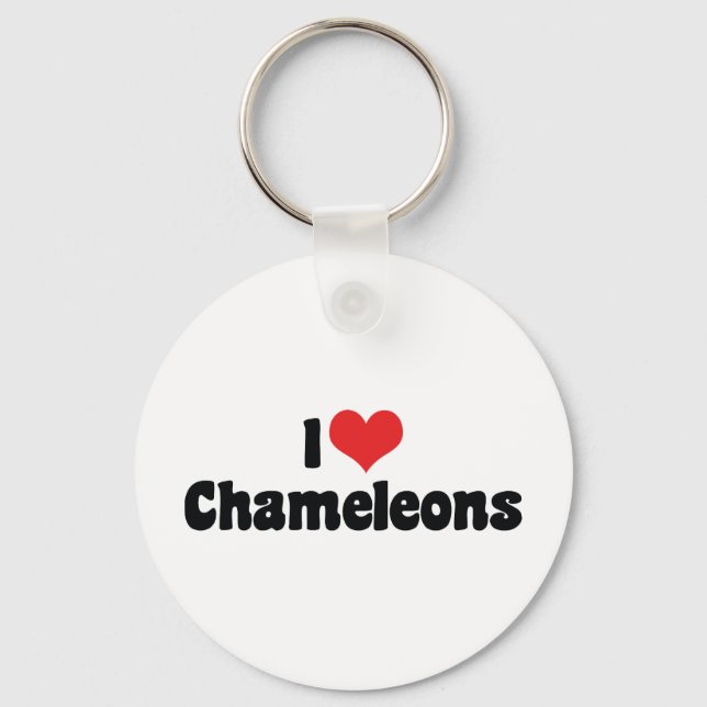 I Love Heart Chameleons - Lizard Lover Key Ring (Front)