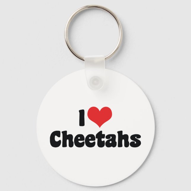 I Love Heart Cheetahs Key Ring (Front)
