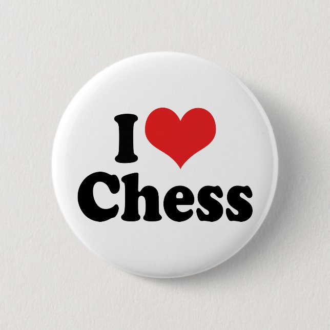 I Love Heart Chess 6 Cm Round Badge (Front)