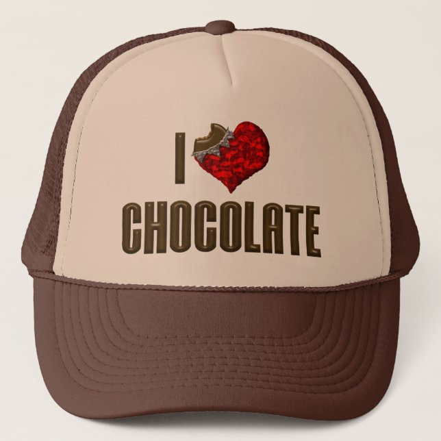 I Love Heart Chocolate - Candy Bar Cocoa Lover Trucker Hat (Front)