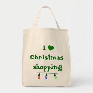 I Love (heart) Christmas Shopping Tote Bag