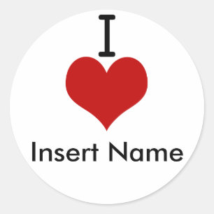 I Love (heart) Classic Round Sticker