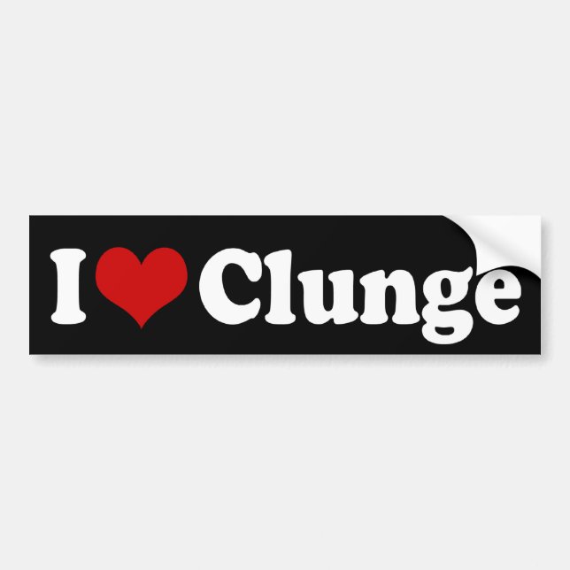 I LOVE {HEART} CLUNGE BUMPER STICKER (Front)