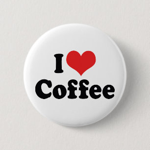 I Love Heart Coffee - Java Caffeine Lover 6 Cm Round Badge