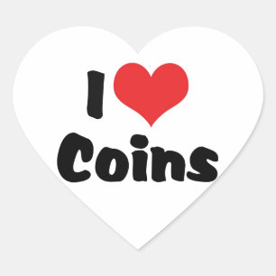 I Love Heart Coins - Coin Collector Sticker