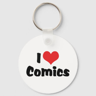 I Love Heart Comics - Comic Book Lover Key Ring