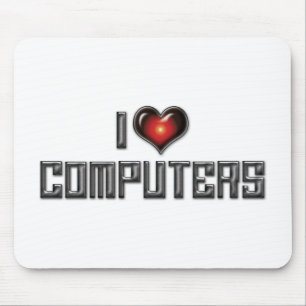 I Love Heart Computers - Electronics Lover Mouse Pad