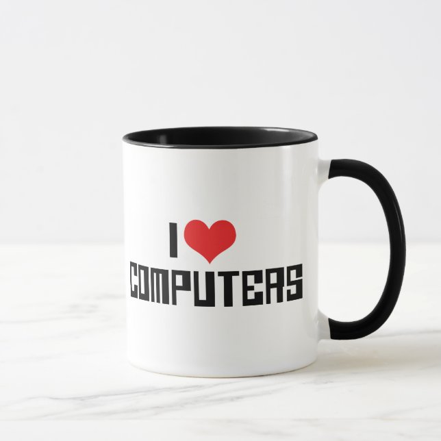 I Love Heart Computers - Electronics Lover Mug (Right)
