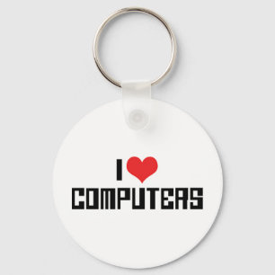 I Love Heart Computers Key Ring