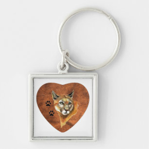 I Love, Heart, Cougar  Animal, Nature, Wildlife Key Ring