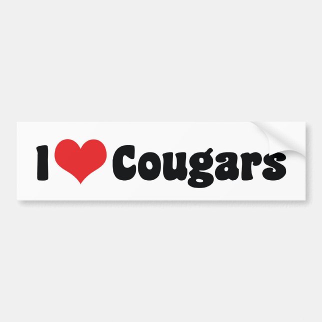 I Love Heart Cougars Bumper Sticker (Front)