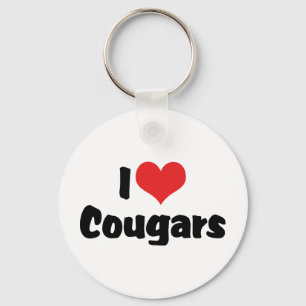 I Love Heart Cougars Key Ring