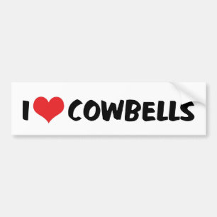 I Love Heart Cowbells Bumper Sticker