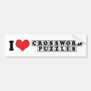 I Love Heart Crossword Puzzles - Puzzle Lover Bumper Sticker