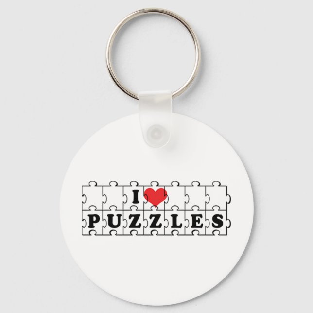 I Love Heart Crossword Puzzles - Puzzle Lover Key Ring (Front)