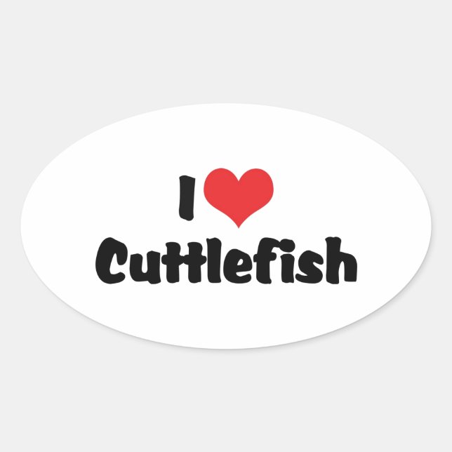 I Love Heart Cuttlefish Oval Sticker (Front)
