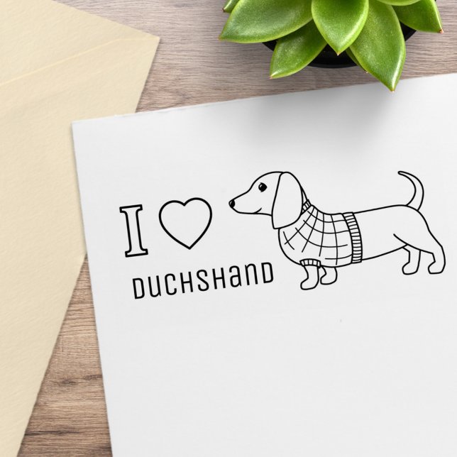 I Love Heart Dachshund Wiener Dog Plaid Sweater Rubber Stamp (Creator Uploaded)