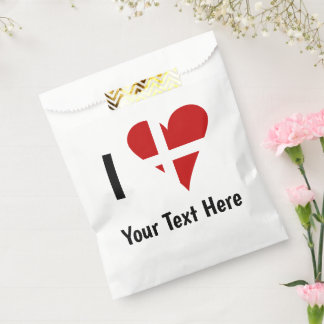 I  Love (Heart Danish Flag) Personalised Text Favour Bag