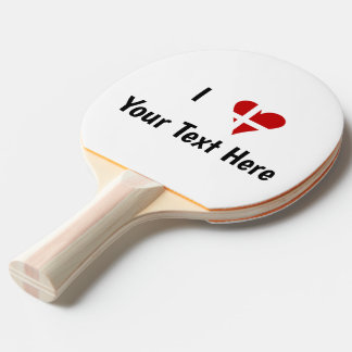 I Love (Heart Danish Flag) Personalised Text Ping Pong Paddle