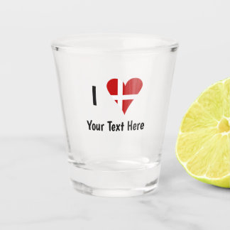 I Love (Heart Danish Flag) Personalised Text Shot Glass