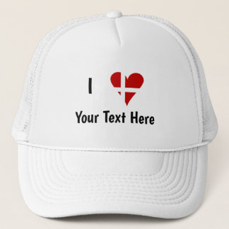 I Love (Heart Danish Flag) Personalized Text Trucker Hat