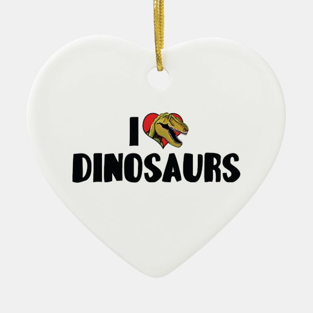 I Love Heart Dinosaurs - Dinosaur Fossil Hunter Ceramic Tree Decoration (Front)
