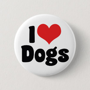 I Love Heart Dogs - Dog Canine Lover 6 Cm Round Badge