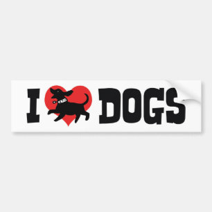 I Love Heart Dogs - Dog Canine Lover Bumper Sticker