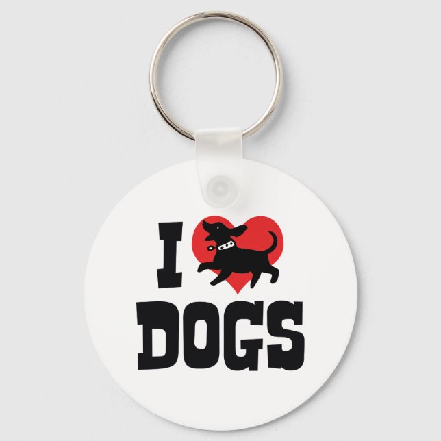 I Love Heart Dogs - Dog Canine Lover Key Ring (Front)