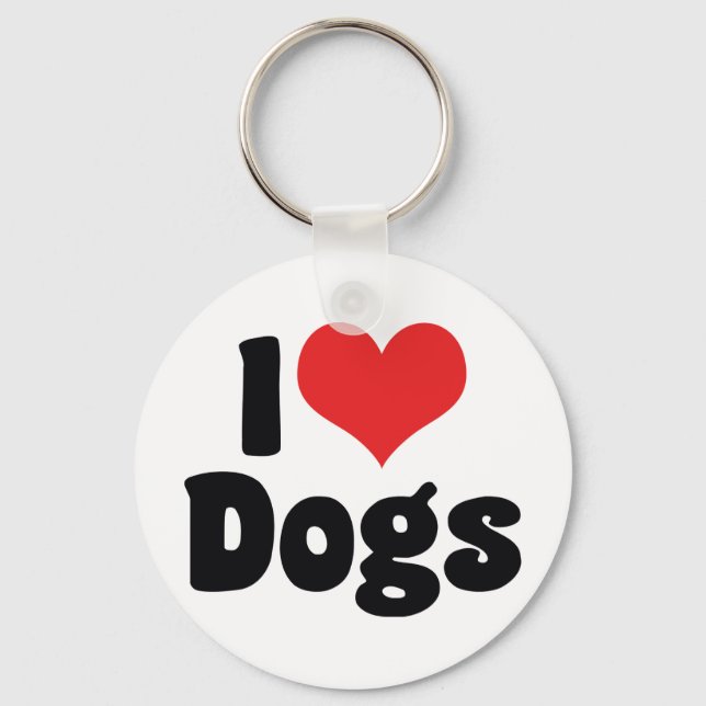 I Love Heart Dogs - Dog Canine Lover Key Ring (Front)