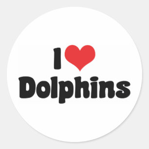 I Love Heart Dolphins - Dolphin Lover Classic Round Sticker