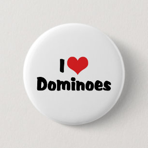 I Love Heart Dominoes 6 Cm Round Badge