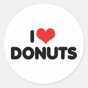 I Love Heart Doughnuts - Doughnut Snack Food Sugar Classic Round Sticker