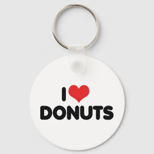 I Love Heart Doughnuts - Doughnut Snack Food Sugar Key Ring