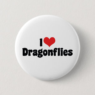 I Love Heart Dragonflies - Dragonfly Lover 6 Cm Round Badge