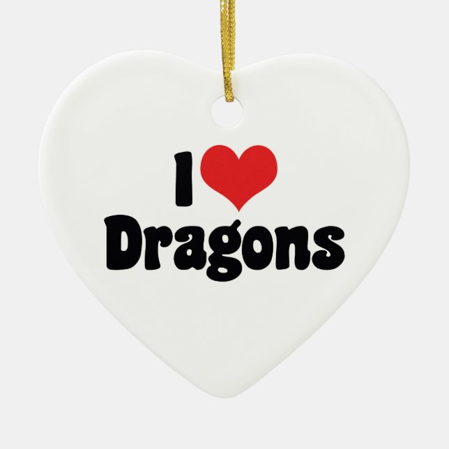 I Love Heart Dragons Ceramic Ornament (Front)