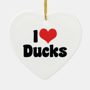 I Love Heart Ducks Ceramic Tree Decoration
