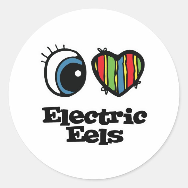 I Love (Heart) Electric eels Classic Round Sticker (Front)