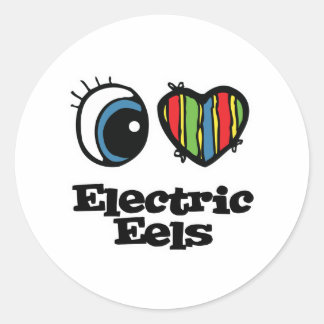 I Love (Heart) Electric eels Classic Round Sticker
