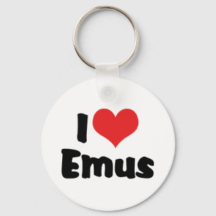 I Love Heart Emus - Emu & Ostrich Lover Key Ring