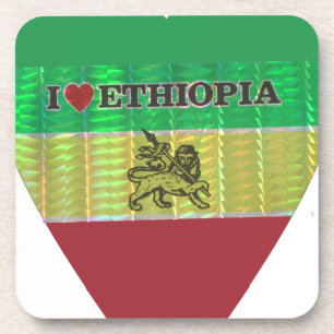 I Love Heart Ethiopia: Flag Art Motif Coaster