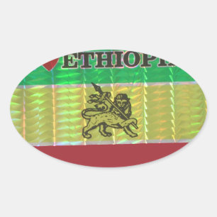 I Love Heart Ethiopia: Flag Art Motif Oval Sticker
