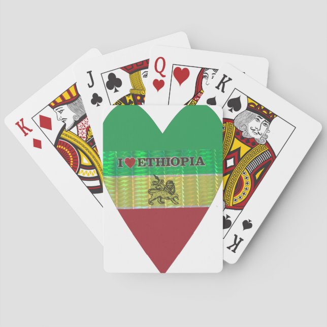 I Love Heart Ethiopia: Flag Art Motif Playing Cards (Back)