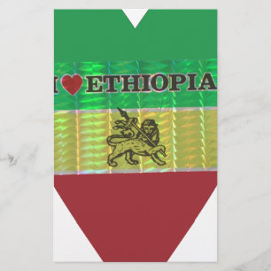 I Love Heart Ethiopia: Flag Art Motif Stationery