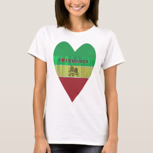 I Love Heart Ethiopia: Flag Art Motif T-Shirt